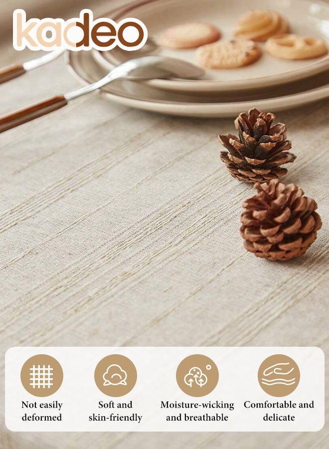 kadeo Rustic Tablecloth with Tassel, Rectangle Decorative Table Cover, Wear-resistant and Dustproof Desktop Decoration, Wrinkle Free for Kitchen Dinning Wedding Buffet 140*200CM - Image 5